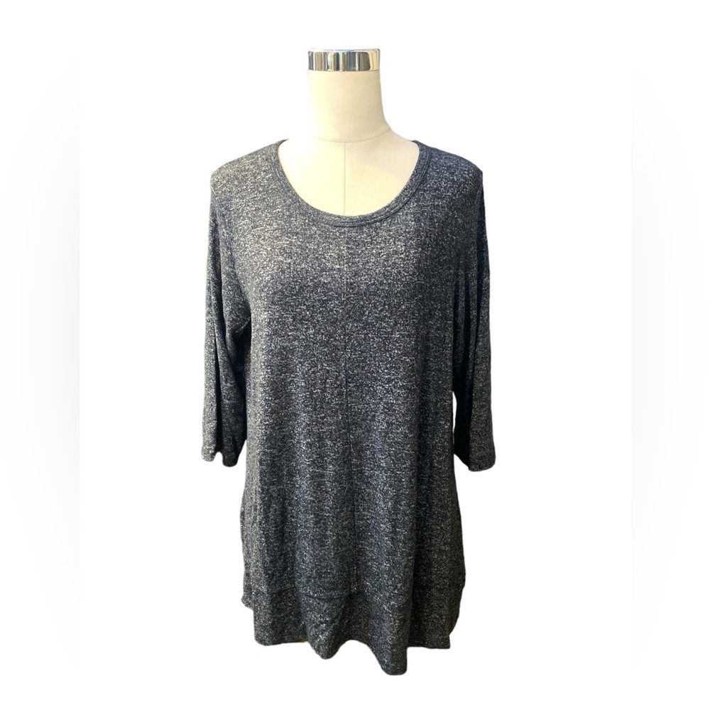 Coin 1804 Gray White Speckled Long Sleeve Flowing Top